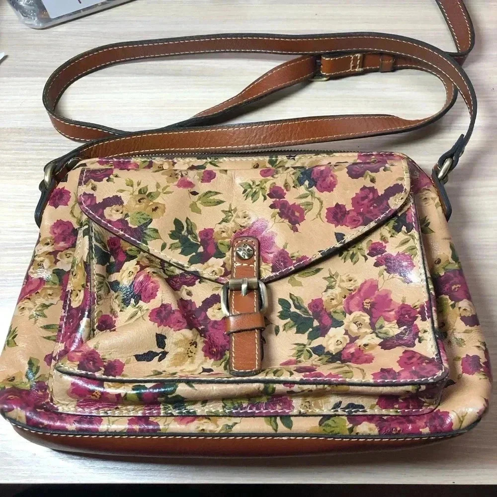 Patricia Nash Purse Antique Rose /Gold Avallino Leather Crossbody Leather Purse